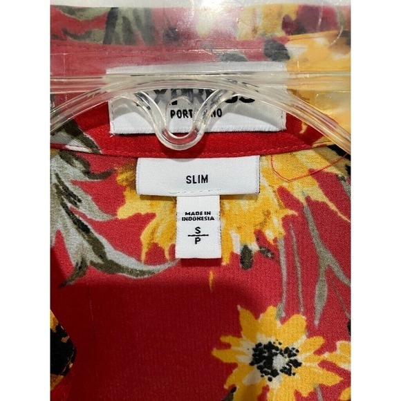 Express Potofino - colorful red women's S/P floral sleeveless shirt / blouse - Picture 2 of 4